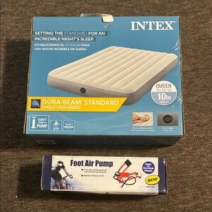 Intex Dura-Beam Standard Airbed with Foot Air Pump - Gray